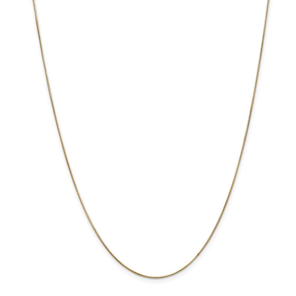 Alternate view of the 0.65mm, 14k Yellow Gold, Round Snake Chain Necklace by The Black Bow Jewelry Co.