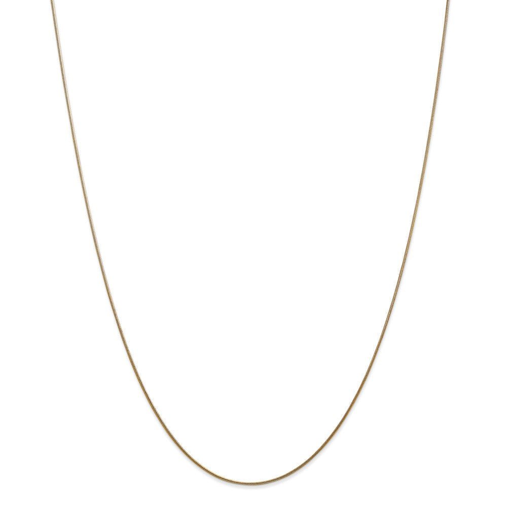 Alternate view of the 0.8mm, 14k Yellow Gold, Round Snake Chain Necklace by The Black Bow Jewelry Co.