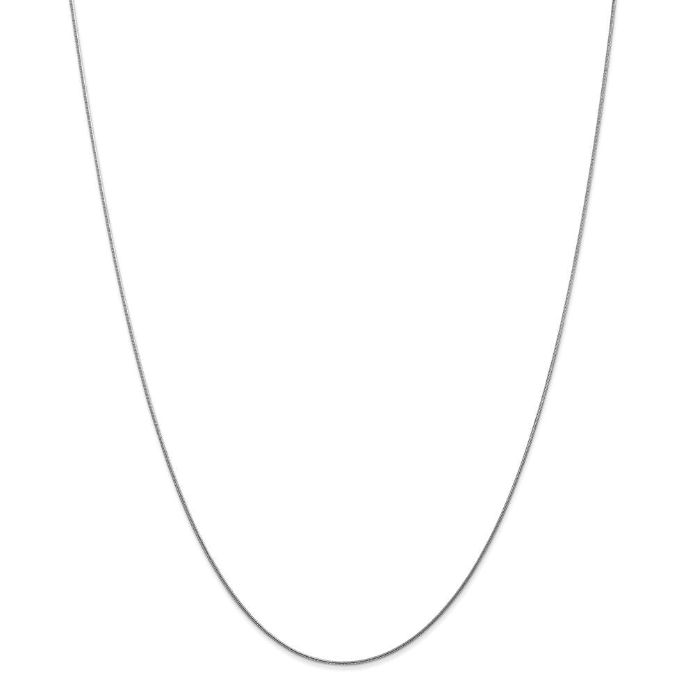 Alternate view of the 0.8mm, 14k White Gold, Round Snake Chain Necklace by The Black Bow Jewelry Co.