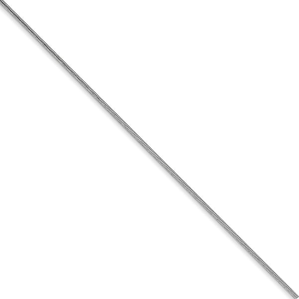 0.8mm, 14k White Gold, Round Snake Chain Anklet, 9 Inch - The