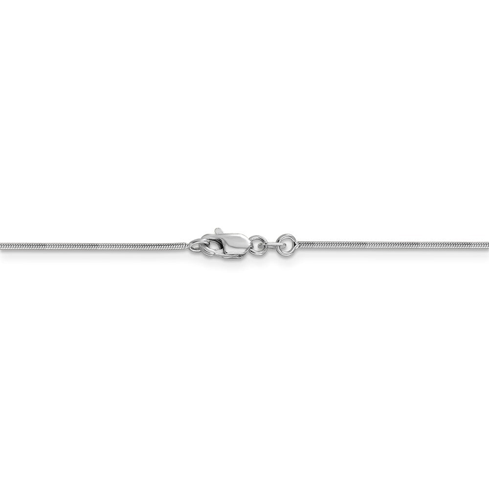 Alternate view of the 0.9mm, 14k White Gold, Round Snake Chain Necklace by The Black Bow Jewelry Co.