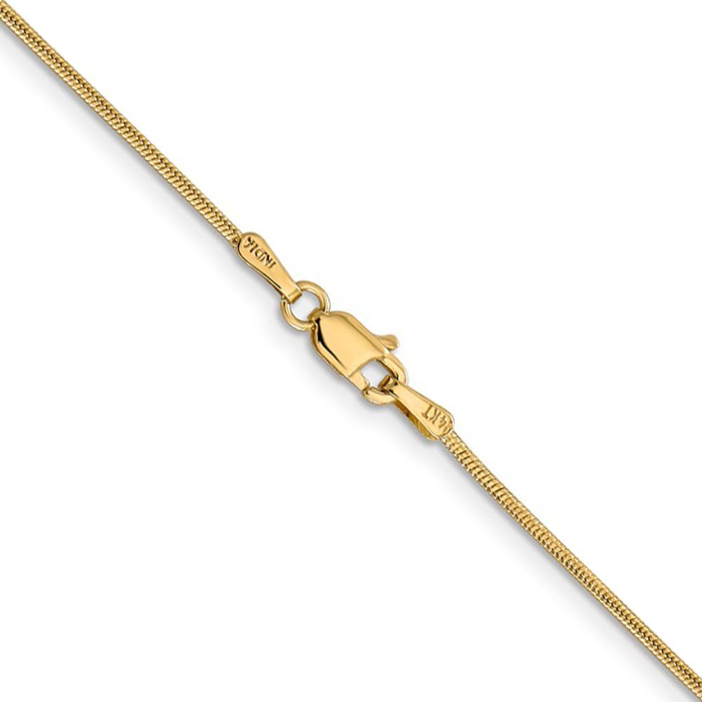 Alternate view of the 1.1mm, 14k Yellow Gold, Round Solid Snake Chain Bracelet, 8 Inch by The Black Bow Jewelry Co.