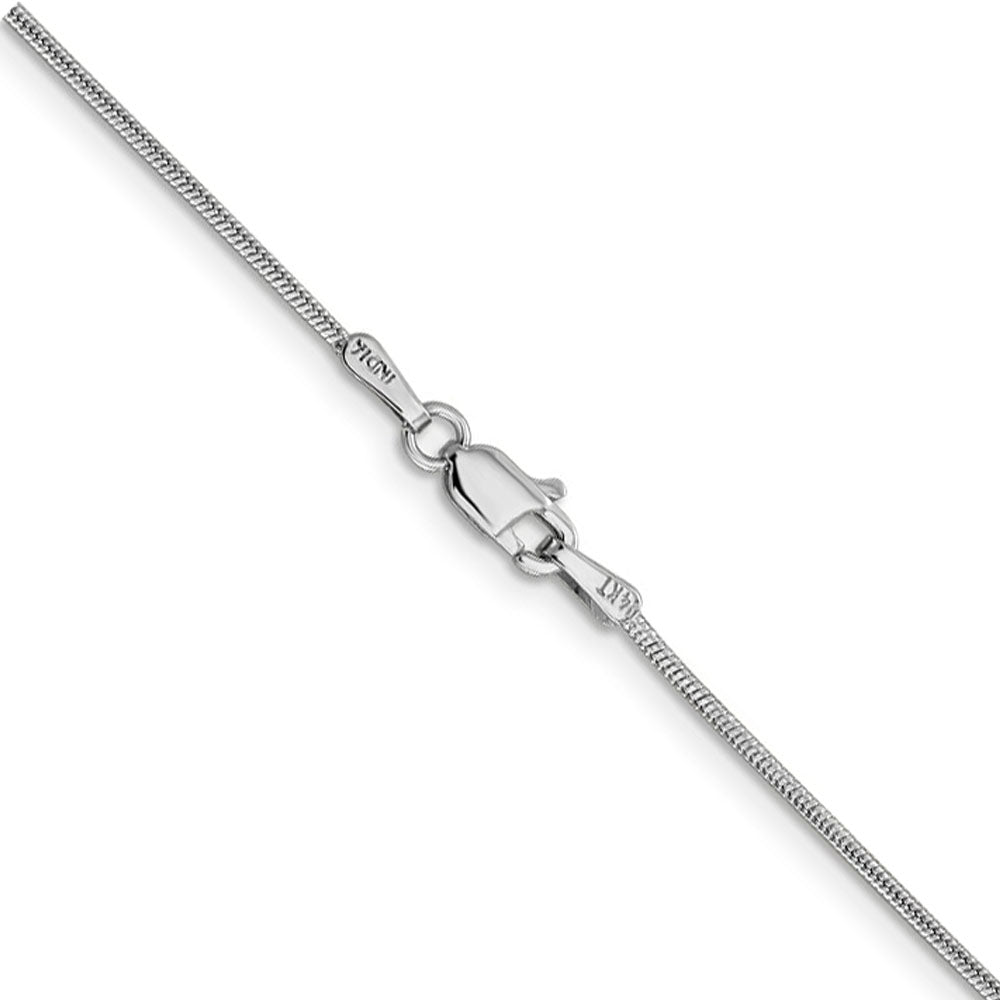 Alternate view of the 1.1mm, 14k White Gold, Round Solid Snake Chain Bracelet, 8 Inch by The Black Bow Jewelry Co.