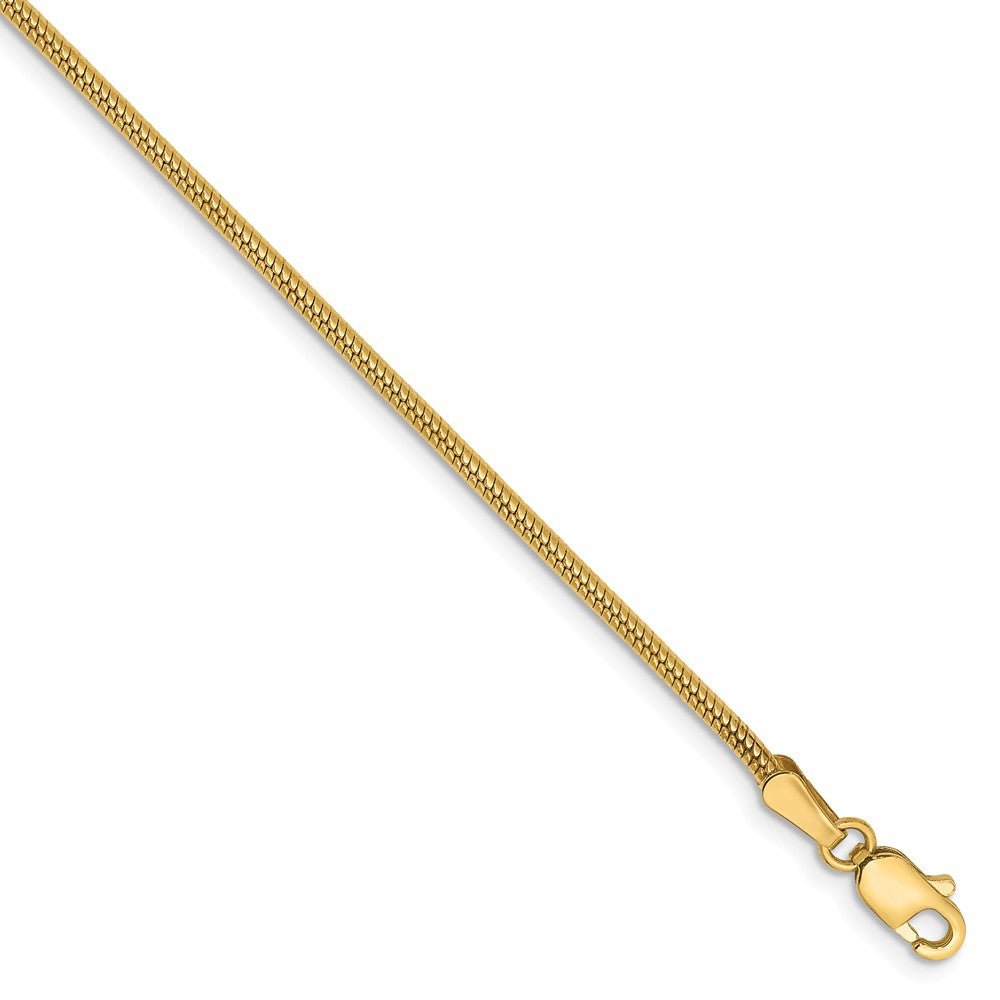 1.6mm, 14k Yellow Gold, Round Solid Snake Chain Bracelet, Item C8437-B by The Black Bow Jewelry Co.
