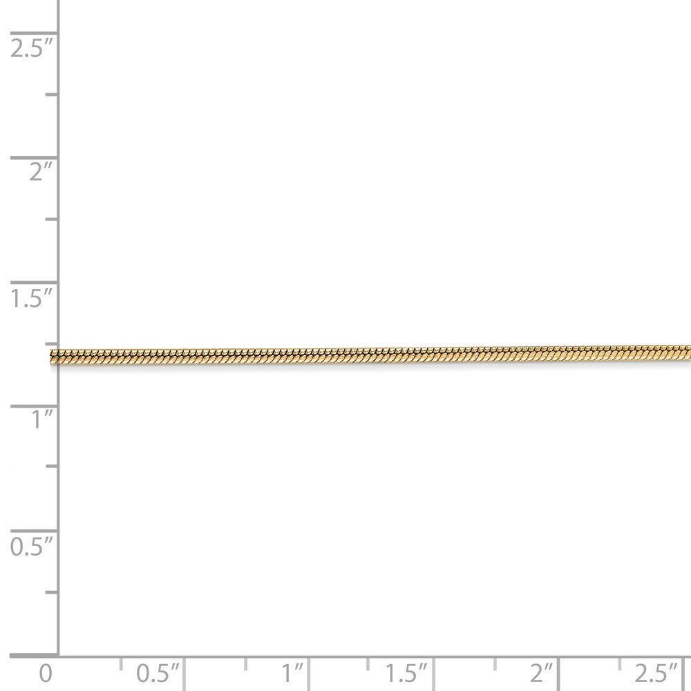 Alternate view of the 1.6mm, 14k Yellow Gold, Round Solid Snake Chain Bracelet by The Black Bow Jewelry Co.