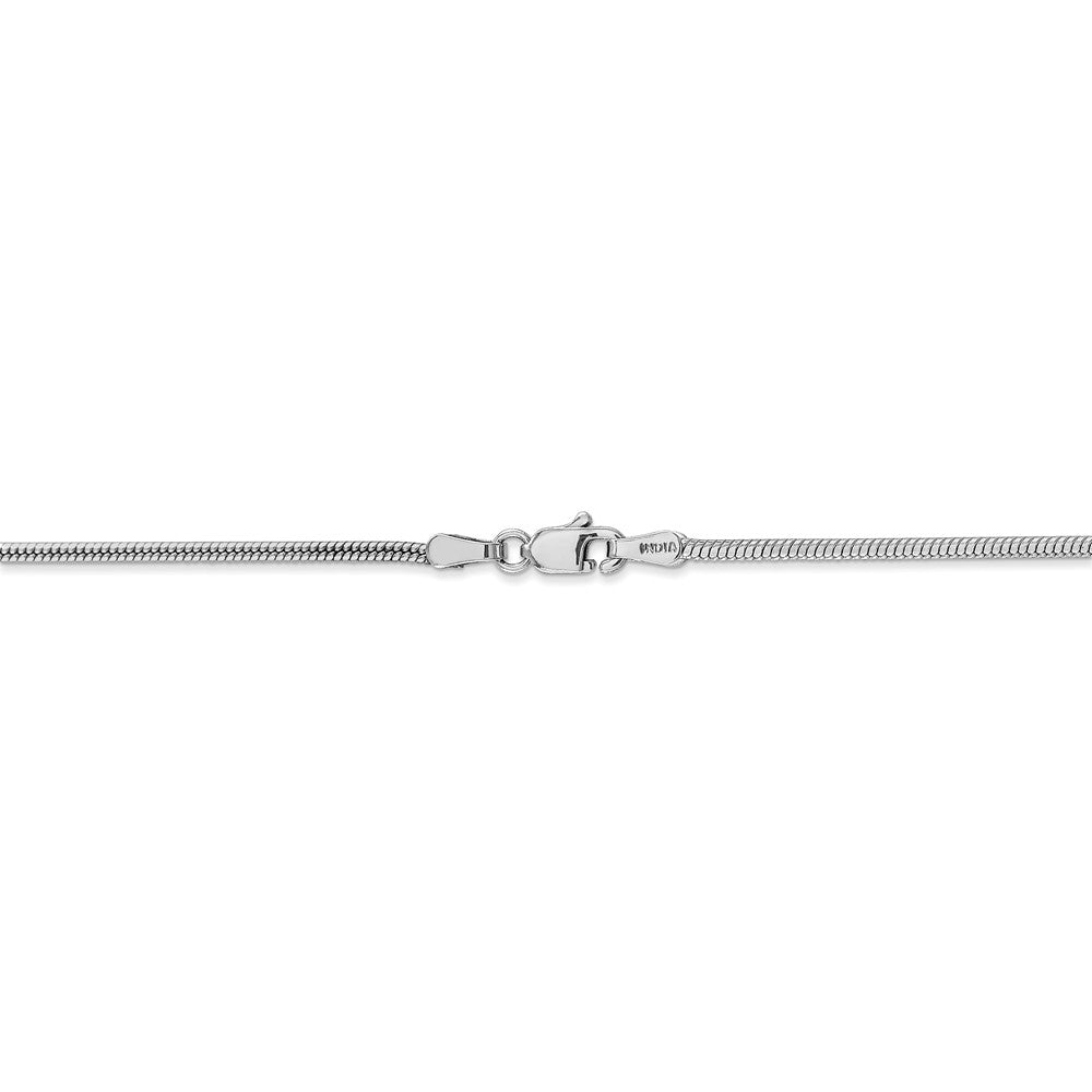 Alternate view of the 1.6mm, 14k White Gold, Round Solid Snake Chain Necklace by The Black Bow Jewelry Co.