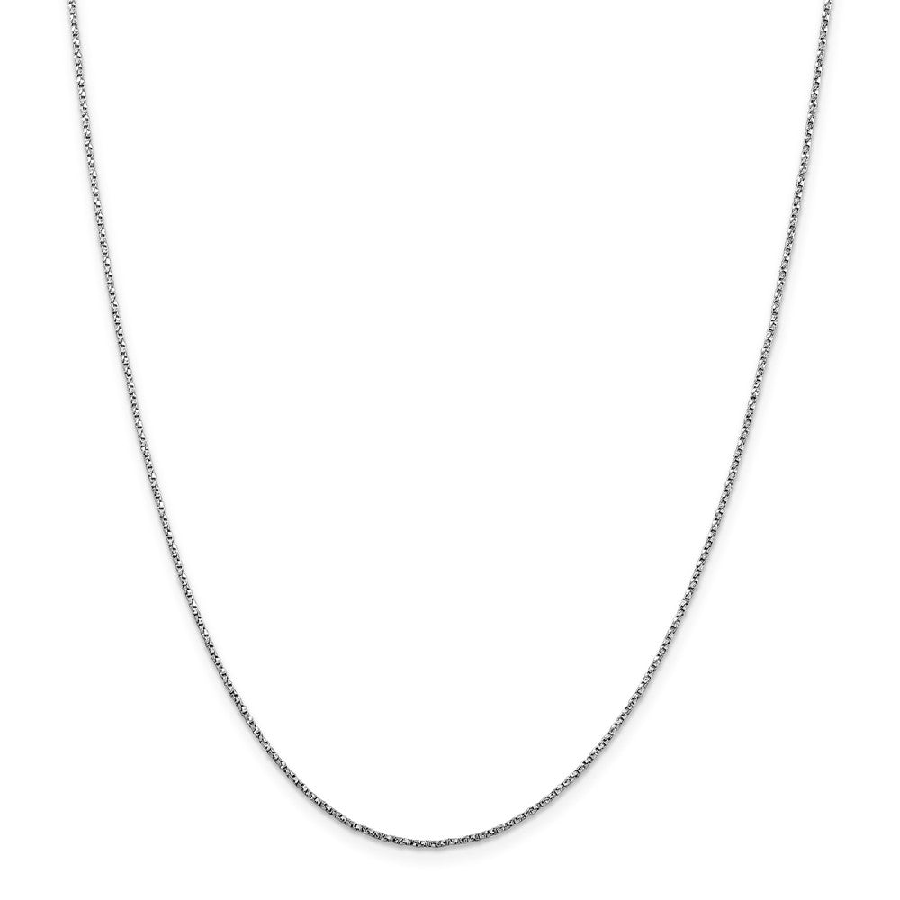Alternate view of the 1.2mm, 14k White Gold, Twisted Box Chain Necklace by The Black Bow Jewelry Co.