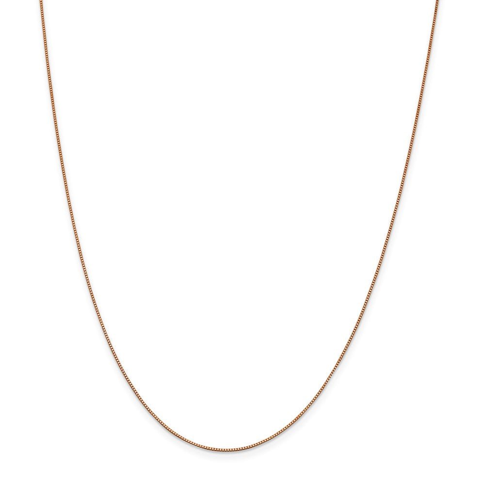 Alternate view of the 0.7mm, 14k Rose Gold, Box Chain Necklace by The Black Bow Jewelry Co.