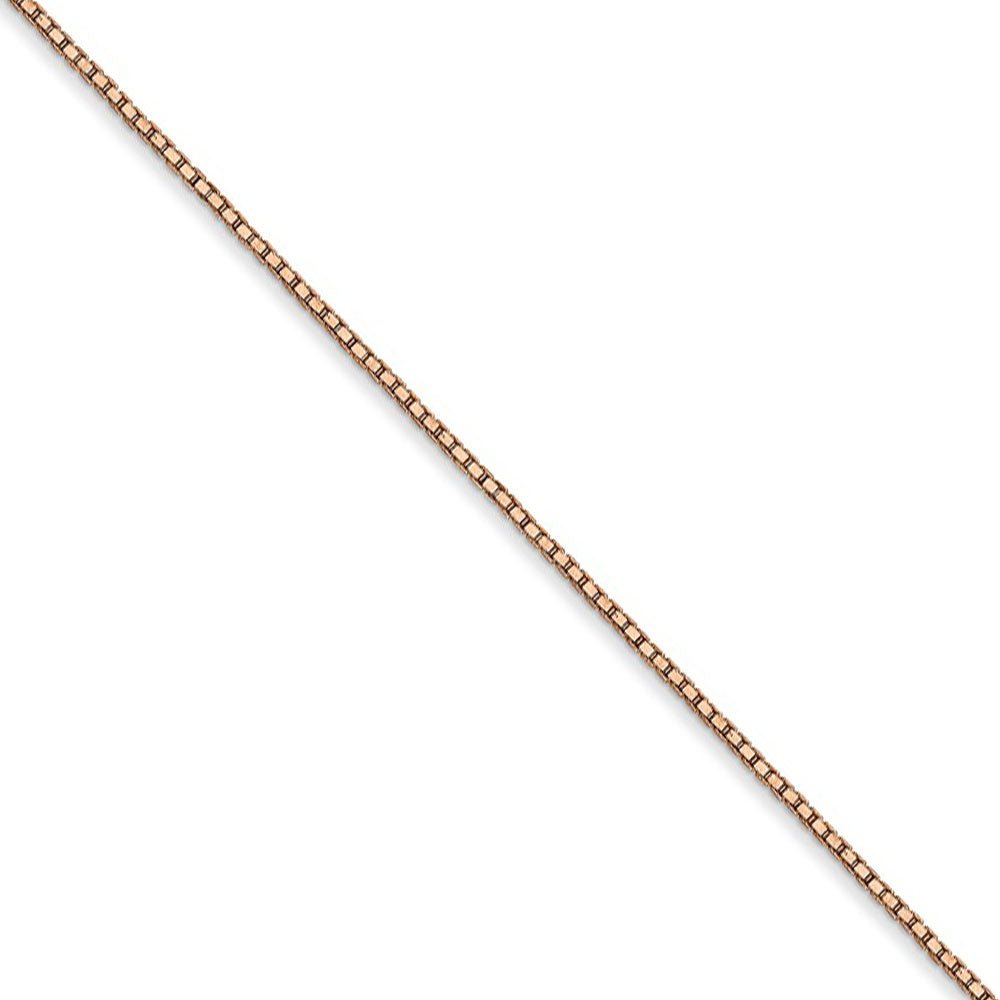 0.9mm, 14k Rose Gold, Box Chain Necklace