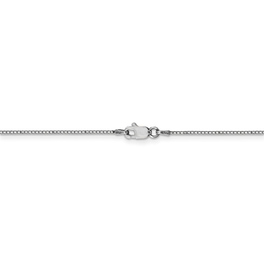 Alternate view of the 0.9mm, 14k White Gold, Box Chain Necklace by The Black Bow Jewelry Co.