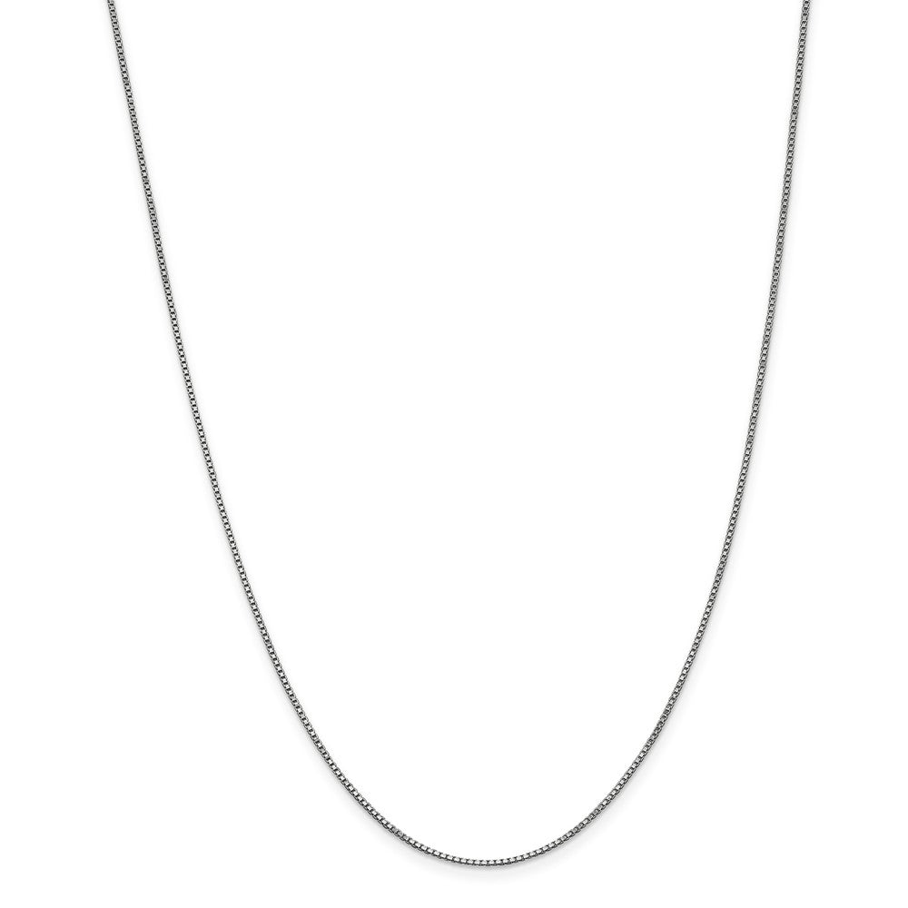 Alternate view of the 1mm, 14k White Gold, Box Chain Necklace by The Black Bow Jewelry Co.