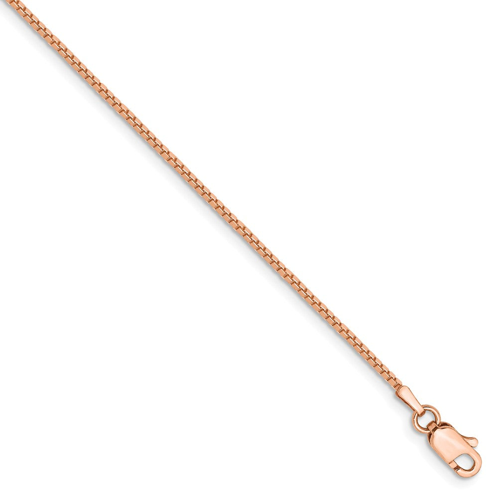 1mm, 14k Rose Gold, Box Chain Bracelet, Item C8455-B by The Black Bow Jewelry Co.