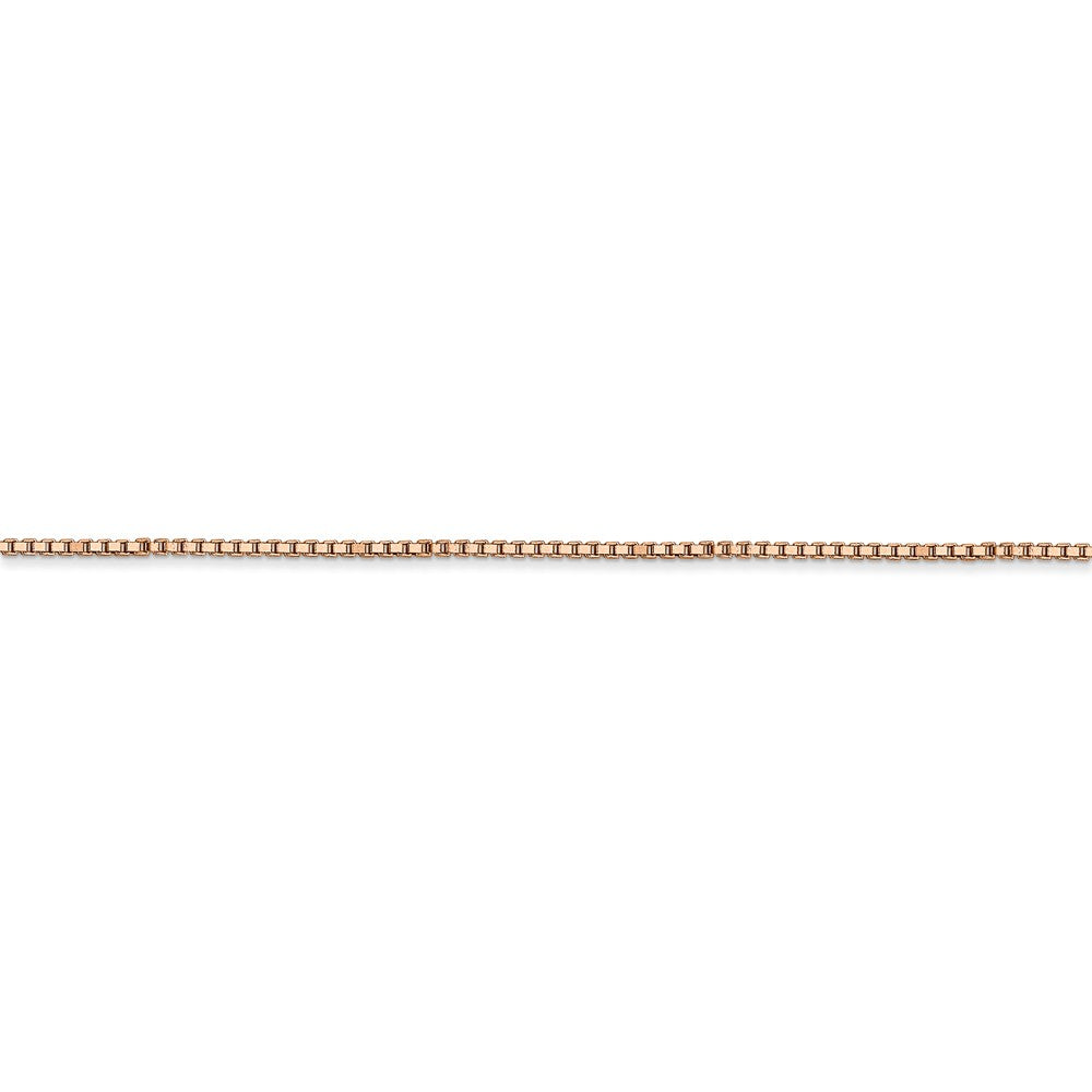 Alternate view of the 1mm, 14k Rose Gold, Box Chain Bracelet by The Black Bow Jewelry Co.