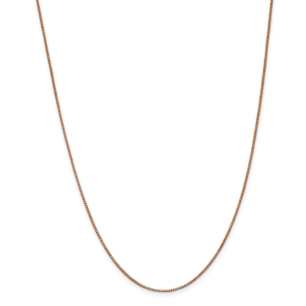 Alternate view of the 1mm, 14k Rose Gold, Box Chain Necklace by The Black Bow Jewelry Co.