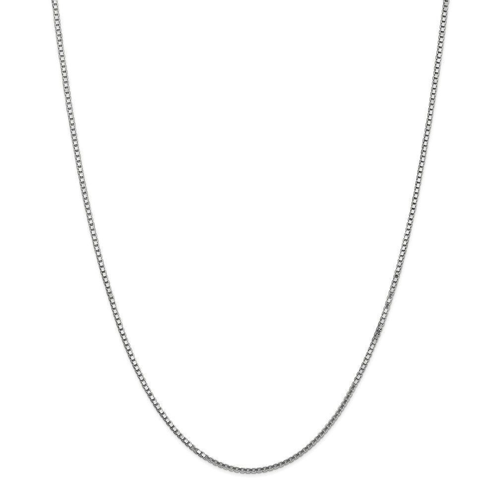 Alternate view of the 1.5mm, 14k White Gold, Box Chain Necklace by The Black Bow Jewelry Co.