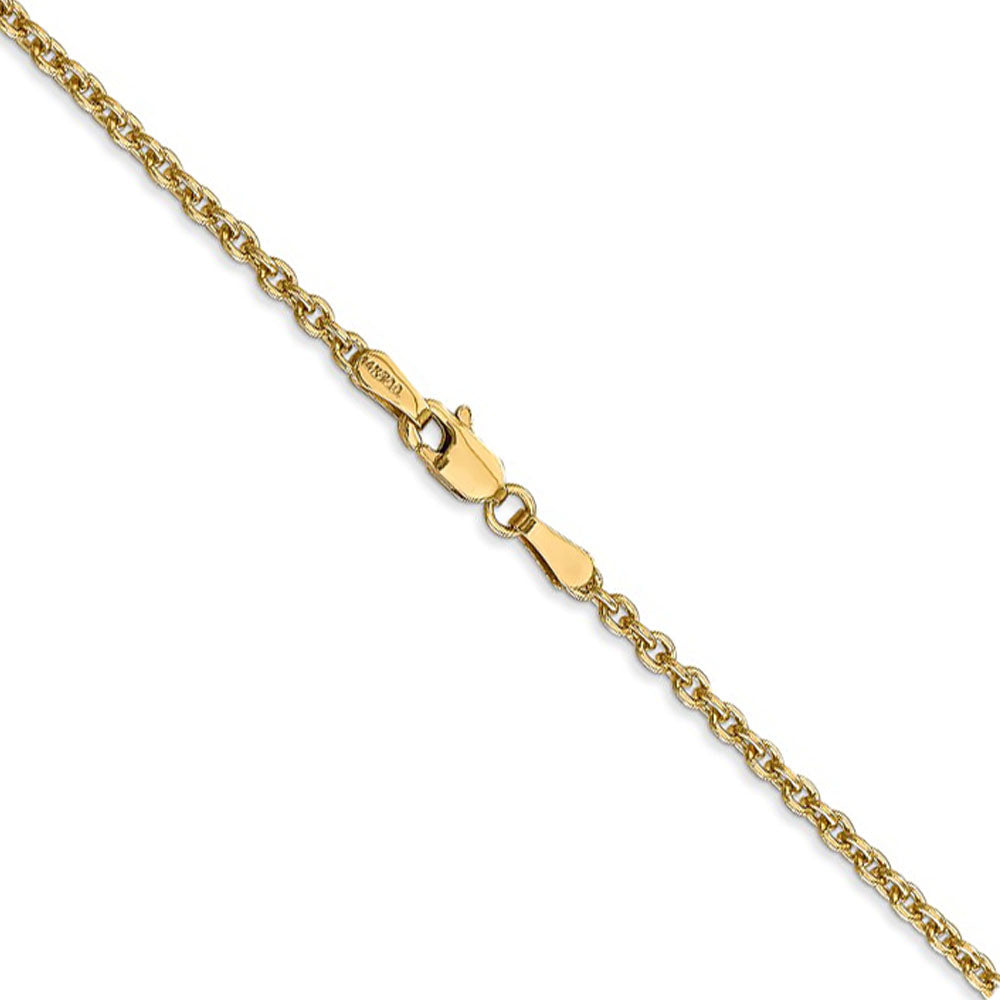 Alternate view of the 2.2mm, 14k Yellow Gold, Solid Cable Chain Anklet by The Black Bow Jewelry Co.