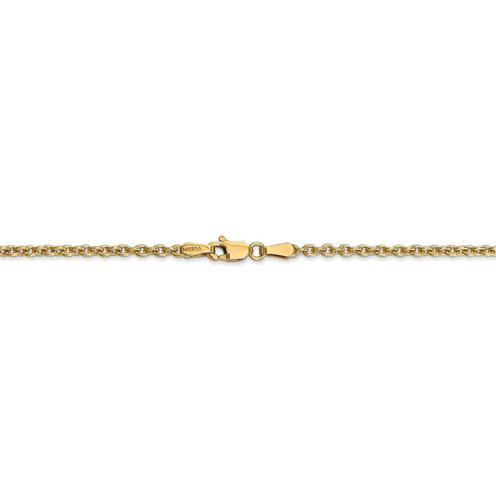 Alternate view of the 2.2mm, 14k Yellow Gold, Solid Cable Chain Anklet by The Black Bow Jewelry Co.