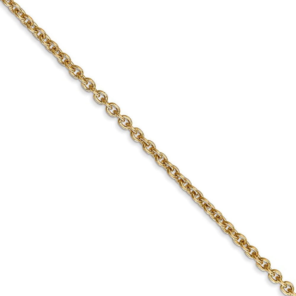 2.2mm, 14k Yellow Gold, Solid Cable Chain Anklet