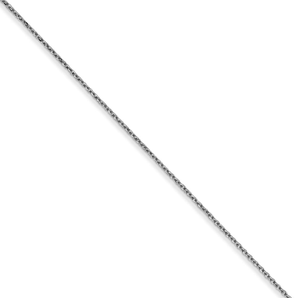 0.6mm, 14k White Gold, Diamond Cut Solid Cable Chain Necklace