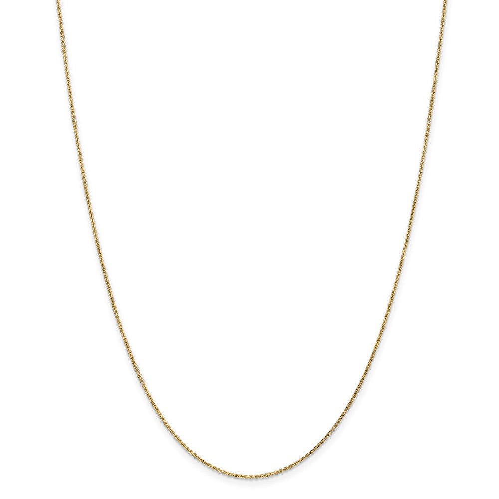 Alternate view of the 0.95mm, 14k Yellow Gold, Diamond Cut Cable Chain Necklace by The Black Bow Jewelry Co.