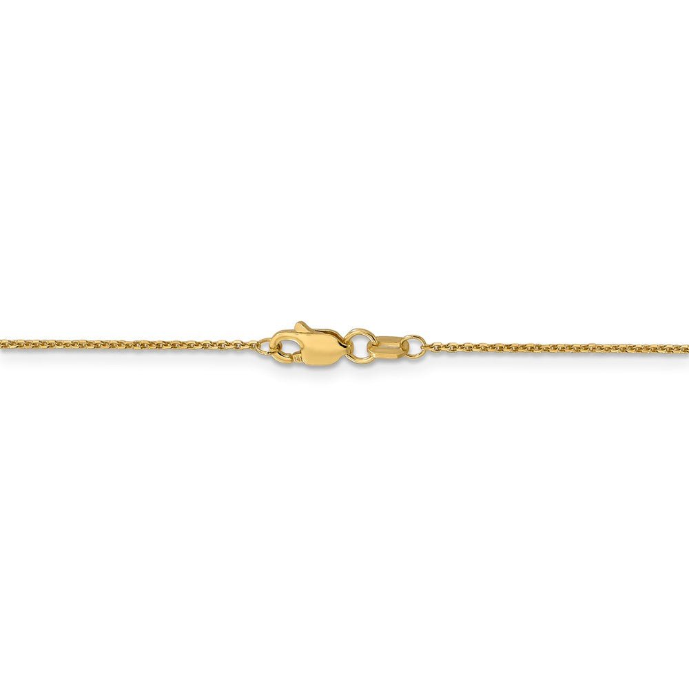Alternate view of the 0.95mm, 14k Yellow Gold, Diamond Cut Cable Chain Necklace by The Black Bow Jewelry Co.