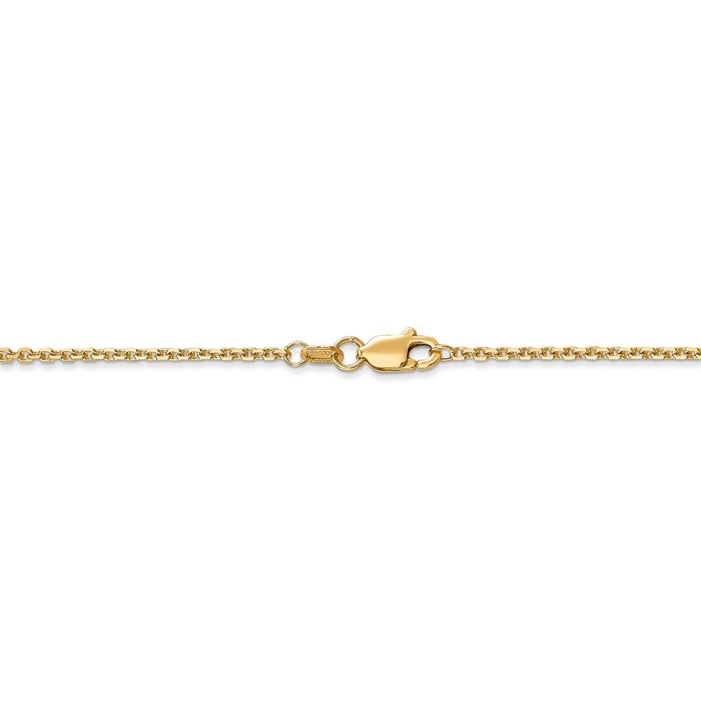 Alternate view of the 1.45mm, 14k Yellow Gold, Diamond Cut Solid Cable Chain Anklet, 9 Inch by The Black Bow Jewelry Co.