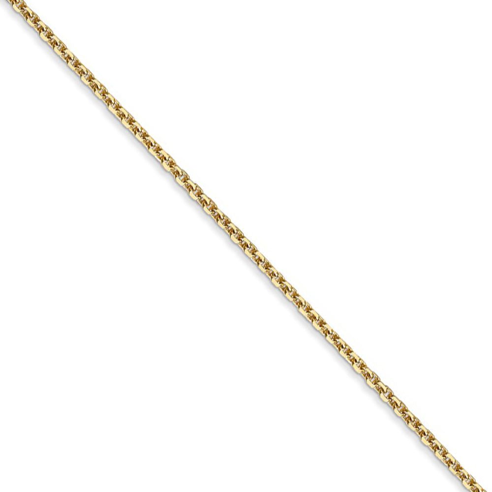 1.45mm, 14k Yellow Gold, Diamond Cut Solid Cable Chain Necklace