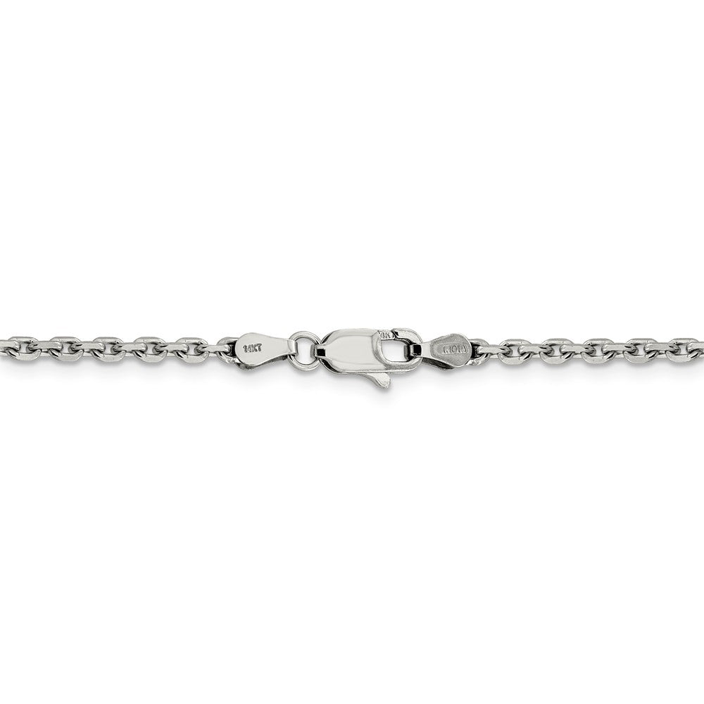 Alternate view of the 2.5mm, 14k White Gold, Diamond Cut Solid Cable Chain Necklace by The Black Bow Jewelry Co.