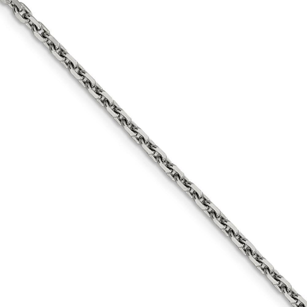 2.5mm, 14k White Gold, Diamond Cut Solid Cable Chain Necklace