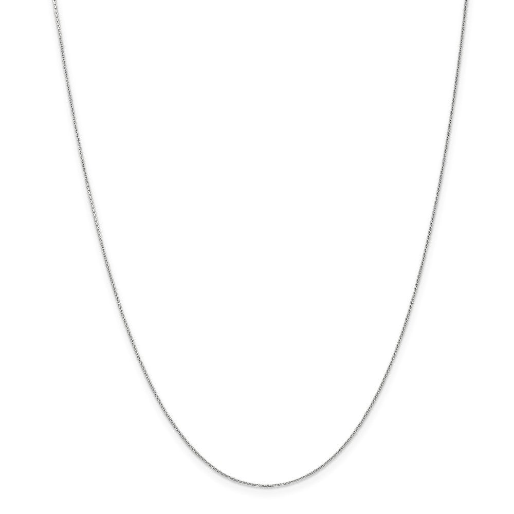 Alternate view of the 0.65mm, 14k White Gold, Diamond Cut Cable Chain Necklace by The Black Bow Jewelry Co.