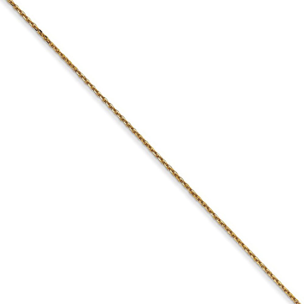 0.65mm, 14k Yellow Gold, Diamond Cut Cable Chain Necklace