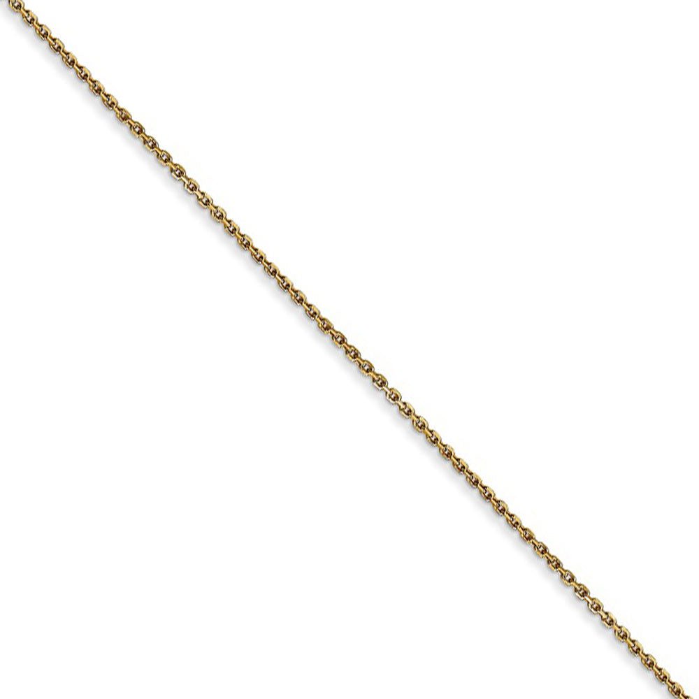 0.8mm, 14k Yellow Gold, Diamond Cut Cable Chain Necklace