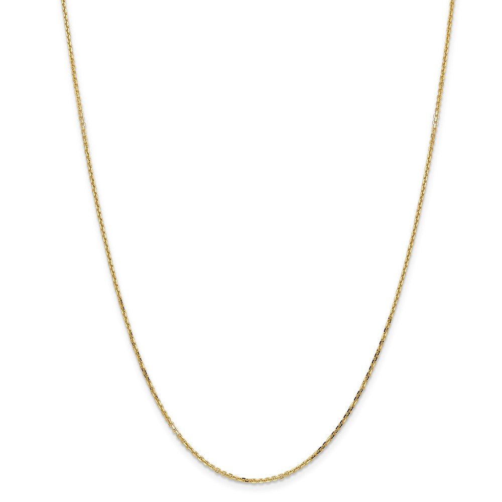 Alternate view of the 1.4mm, 14k Yellow Gold, Diamond Cut Solid Cable Chain Necklace by The Black Bow Jewelry Co.