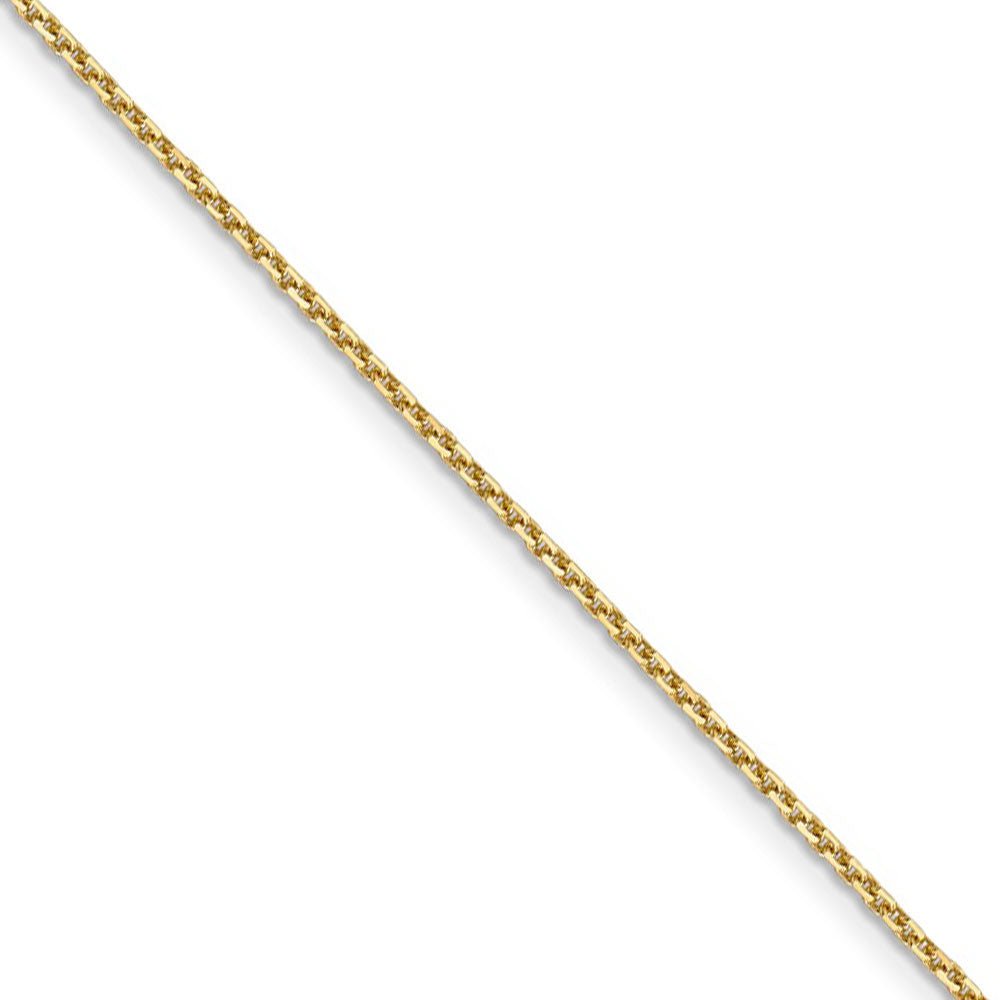 1.4mm, 14k Yellow Gold, Diamond Cut Solid Cable Chain Necklace