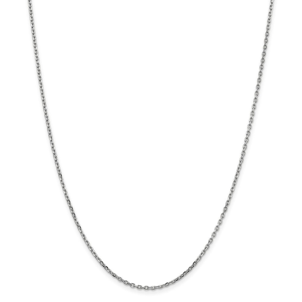 Alternate view of the 1.8mm, 14k White Gold Diamond Cut Solid Cable Chain Necklace by The Black Bow Jewelry Co.