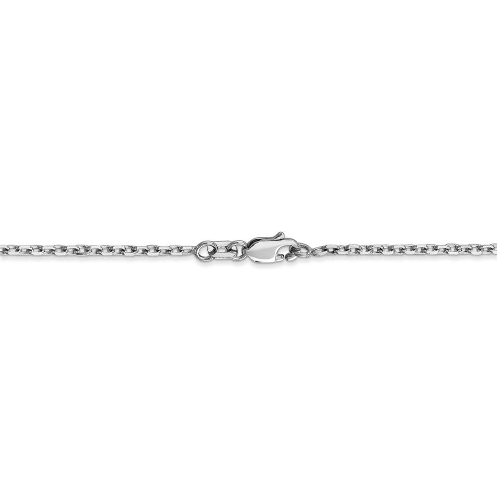 Alternate view of the 1.8mm, 14k White Gold Diamond Cut Solid Cable Chain Necklace by The Black Bow Jewelry Co.
