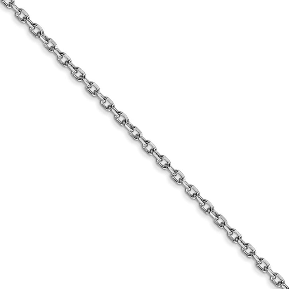 1.8mm, 14k White Gold Diamond Cut Solid Cable Chain Necklace