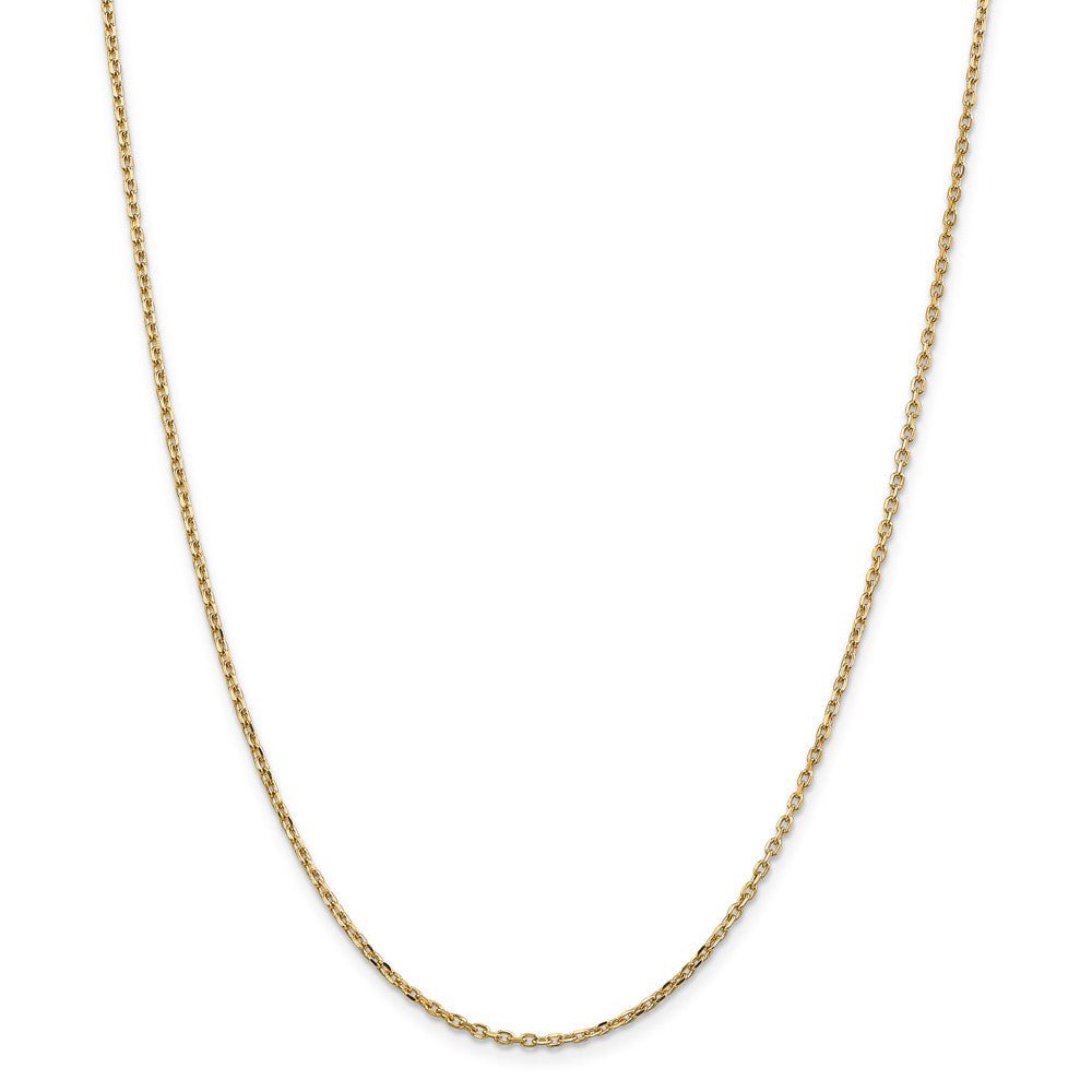 Alternate view of the 1.8mm, 14k Yellow Gold Diamond Cut Solid Cable Chain Necklace by The Black Bow Jewelry Co.