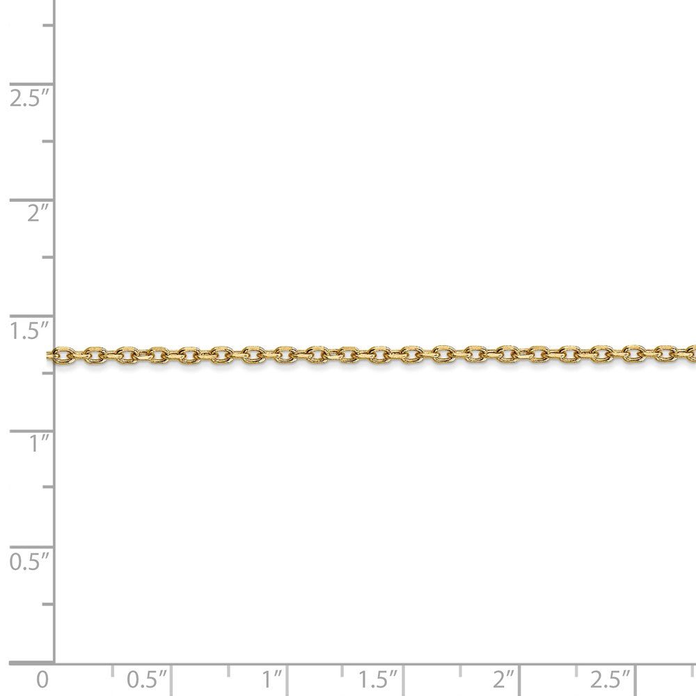 Alternate view of the 1.8mm, 14k Yellow Gold Diamond Cut Solid Cable Chain Necklace by The Black Bow Jewelry Co.