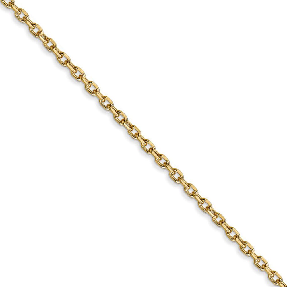 1.8mm, 14k Yellow Gold Diamond Cut Solid Cable Chain Necklace