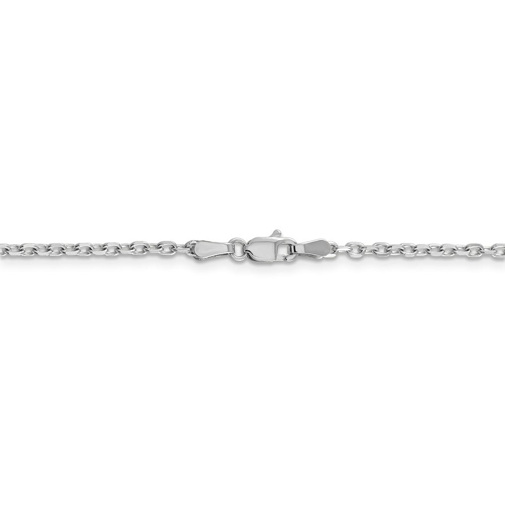 Alternate view of the 2.2mm, 14k White Gold Diamond Cut Solid Cable Chain Necklace by The Black Bow Jewelry Co.