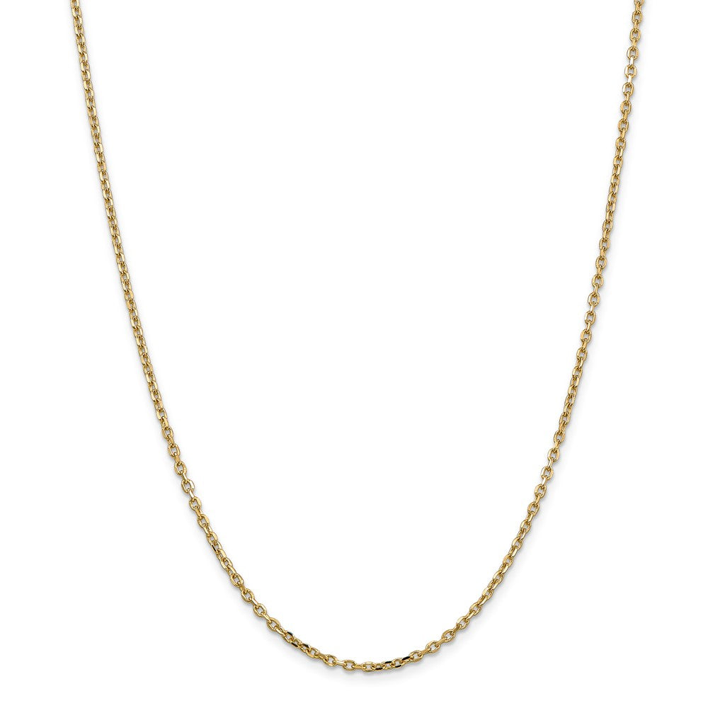 Alternate view of the 2.2mm, 14k Yellow Gold Diamond Cut Solid Cable Chain Necklace by The Black Bow Jewelry Co.