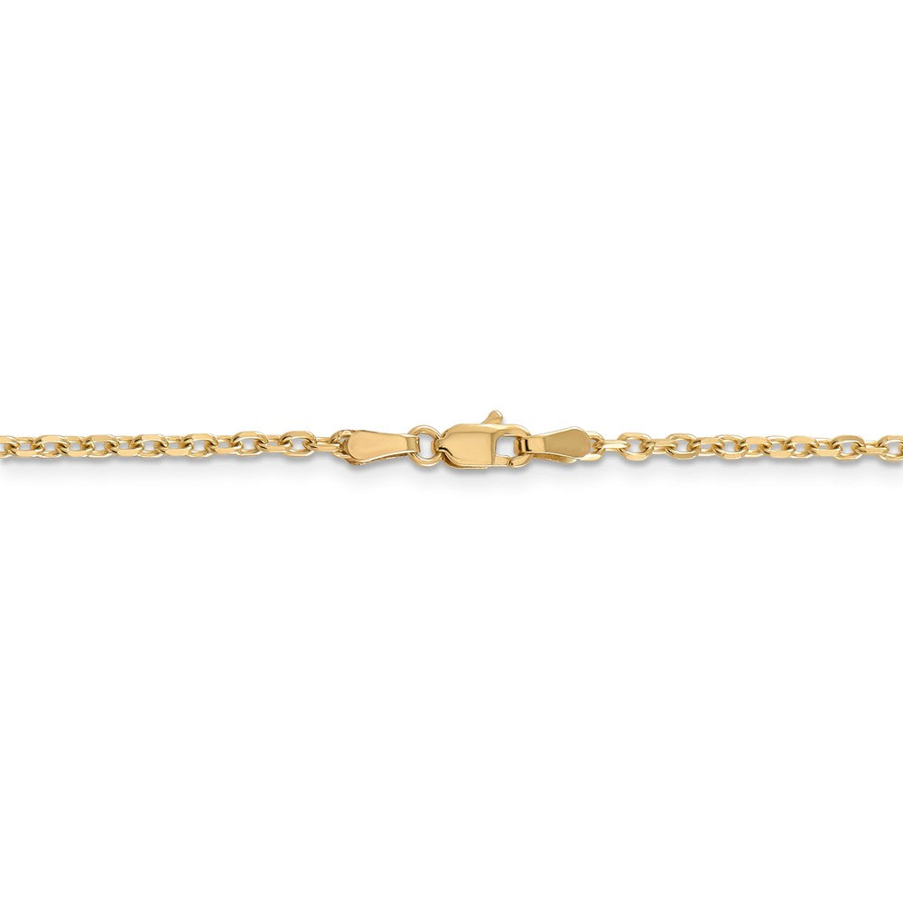 Alternate view of the 2.2mm, 14k Yellow Gold Diamond Cut Solid Cable Chain Necklace by The Black Bow Jewelry Co.