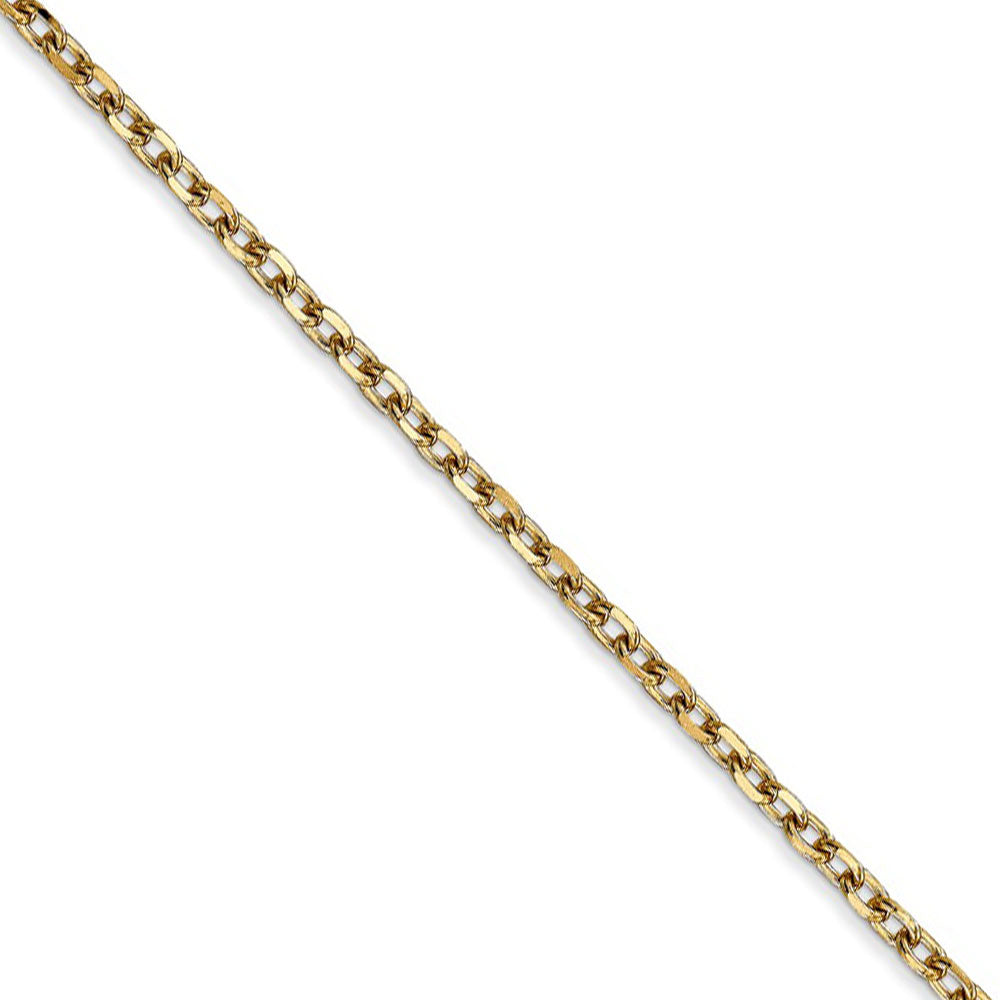 2.2mm, 14k Yellow Gold Diamond Cut Solid Cable Chain Necklace
