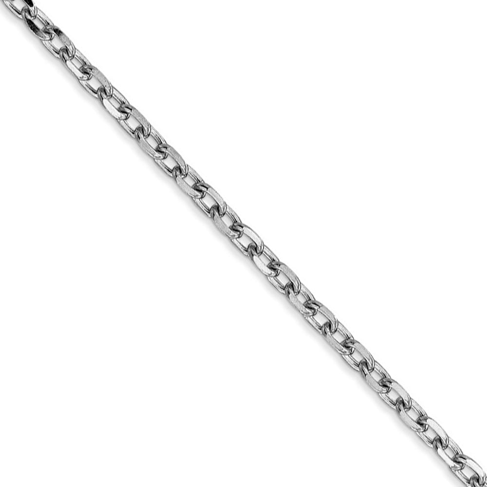 3mm, 14k White Gold Diamond Cut Solid Cable Chain Necklace