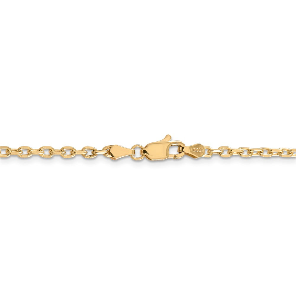 Alternate view of the 3mm, 14k Yellow Gold Diamond Cut Solid Cable Chain Necklace by The Black Bow Jewelry Co.