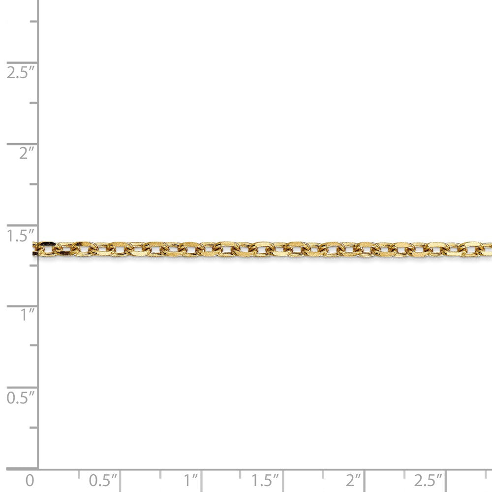 Alternate view of the 3mm, 14k Yellow Gold Diamond Cut Solid Cable Chain Necklace by The Black Bow Jewelry Co.