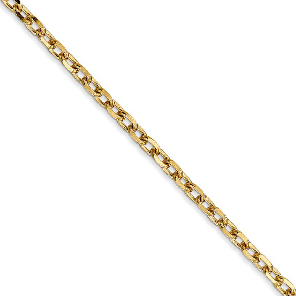 3mm, 14k Yellow Gold Diamond Cut Solid Cable Chain Necklace