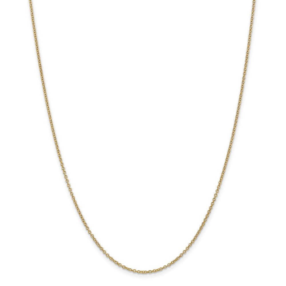 Alternate view of the 1.4mm, 14k Yellow Gold Solid Link Cable Chain Necklace by The Black Bow Jewelry Co.