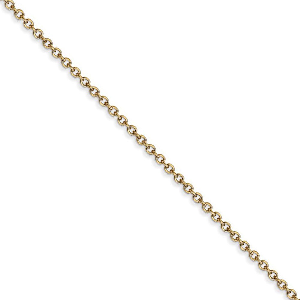 1.4mm, 14k Yellow Gold Solid Link Cable Chain Necklace